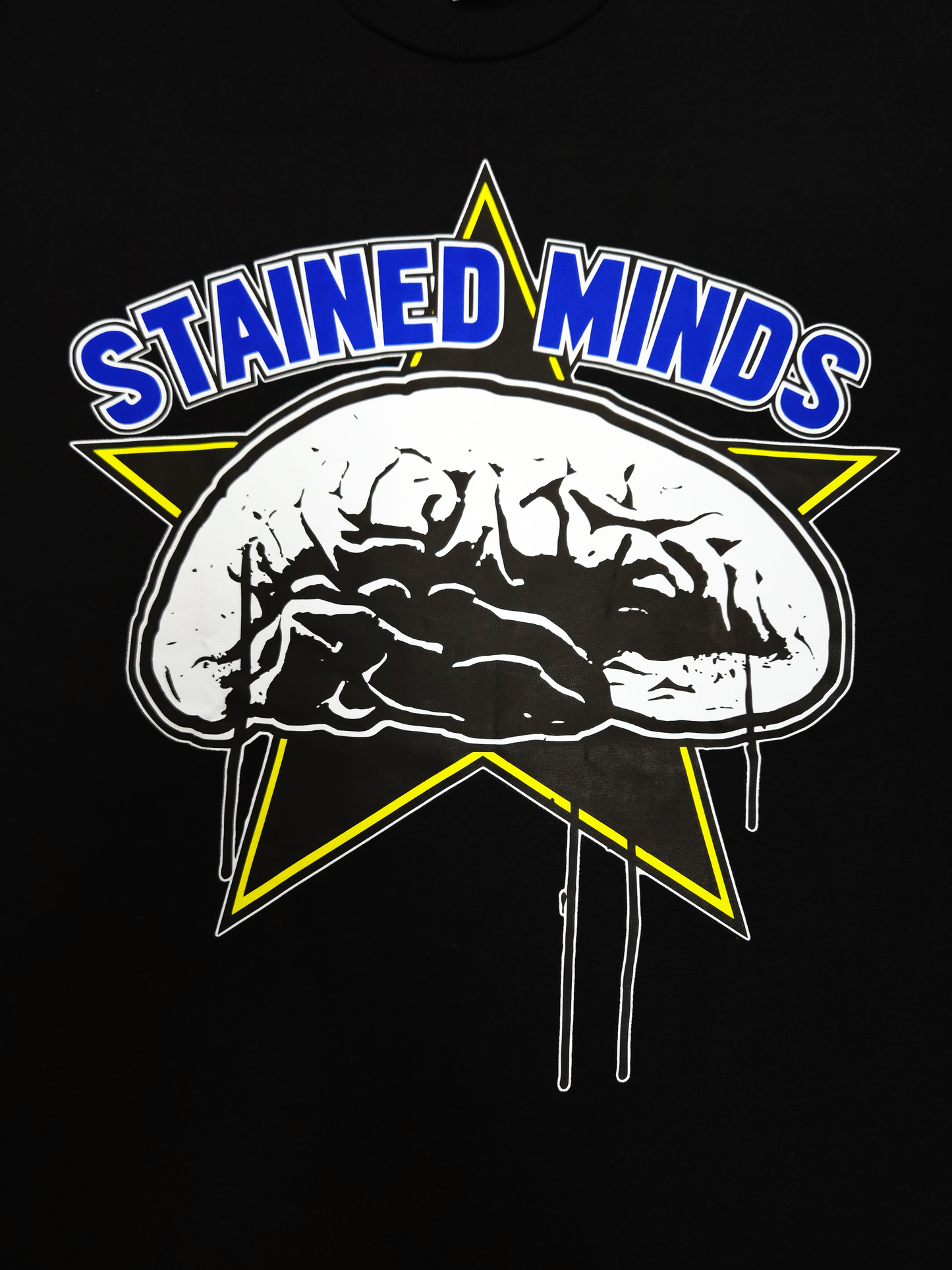 The Stained Brain - Dark - Blue Era Unisex T-Shirt | Blue “Stained Minds” Logo