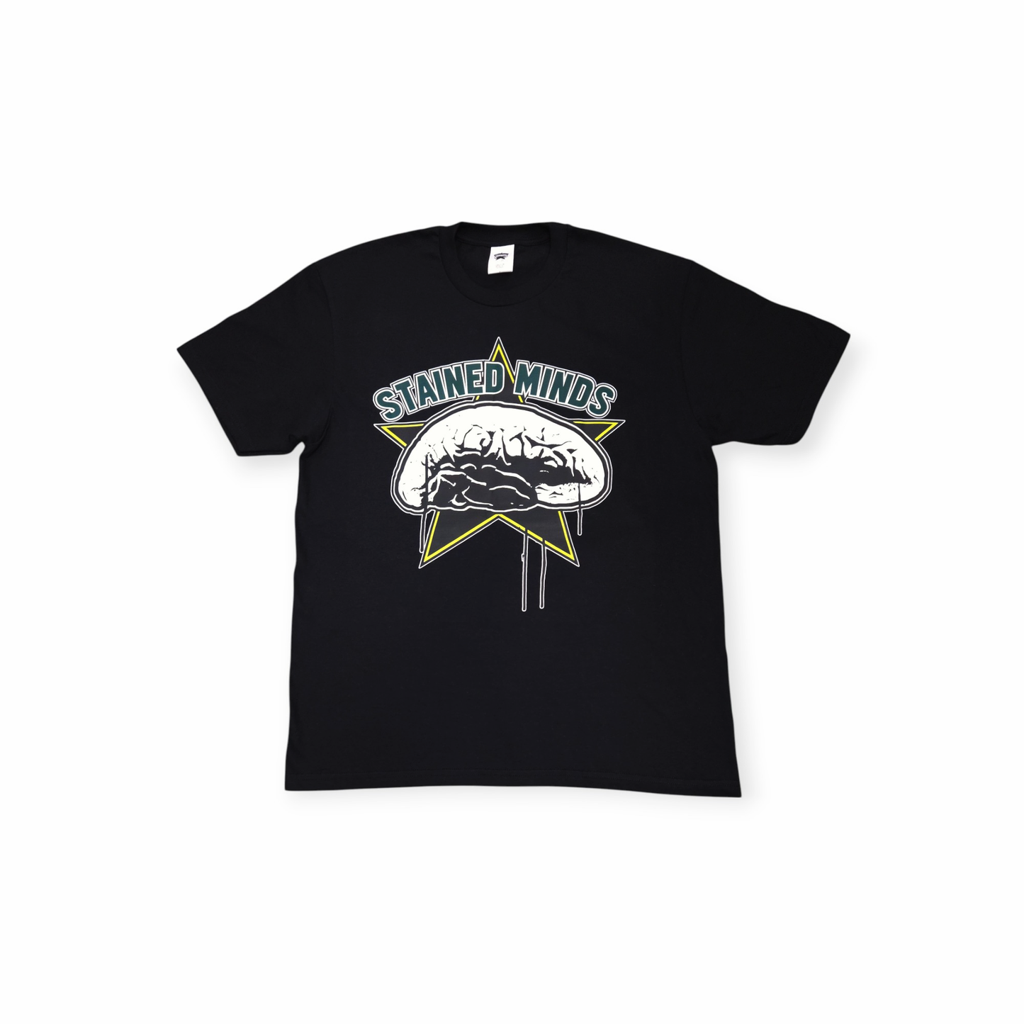 The Stained Brain - Dark - Rich Era Unisex T-Shirt | Green “Stained Minds” Logo