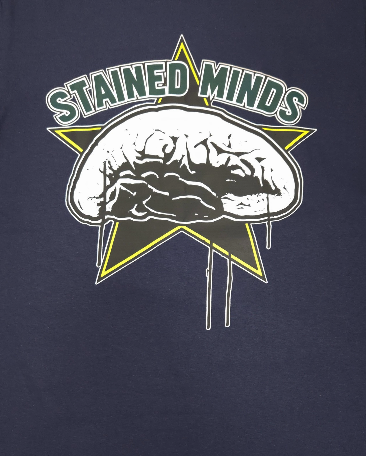 The Stained Brain - Deep - Rich Era Unisex T-Shirt | Green “Stained Minds” Logo