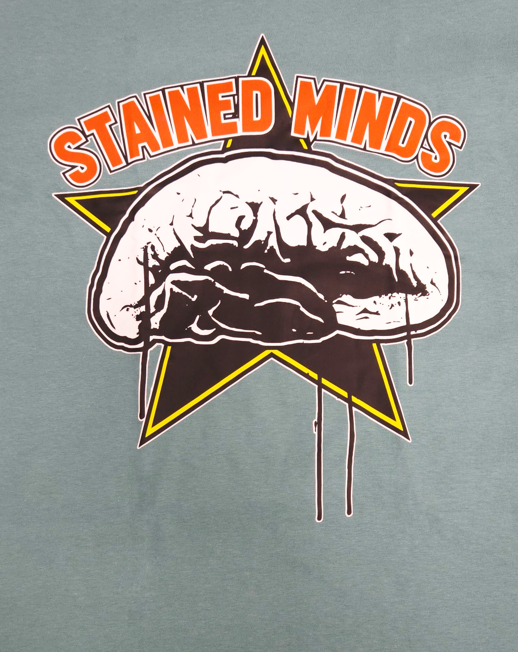 The Stained Brain – Fresh - Vivid Era Unisex T-Shirt | Orange “Stained Minds” Logo